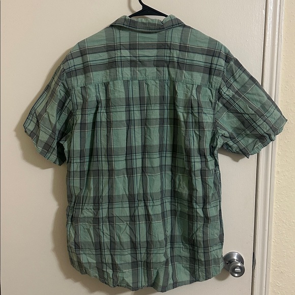 EUC Woolrich Cotton Plaid Striped Button Down Short Sleeve Shirt Large - Picture 4 of 4